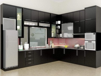 Pemasangan Kitchen Set Hitam Glossy Di Medan