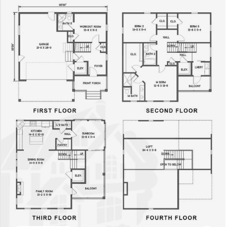 Denah Kos Kosan Lantai 4 35x35 m