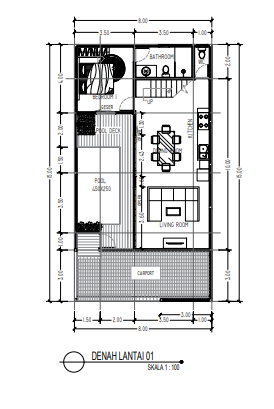 Denah Rumah 8 x 15 M