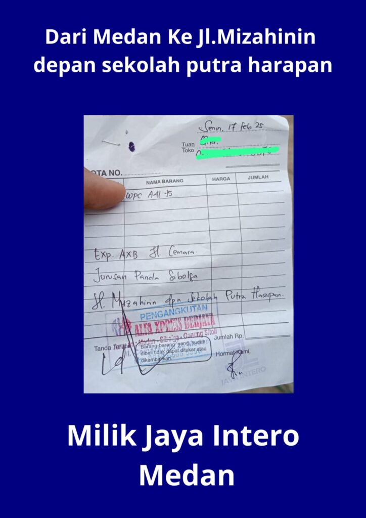 Medan ke Jl Mizahinin Depan Sekolah Putra Harapan