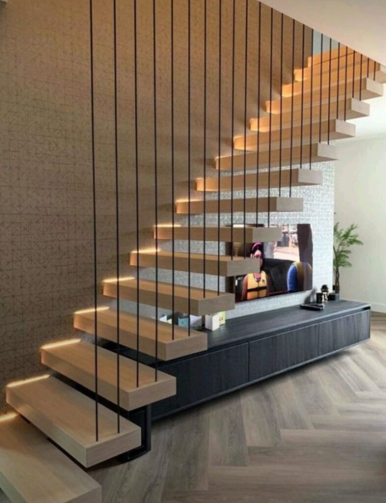 Jasa Pembuatan Tangga Melayang Lampu LED di Medan